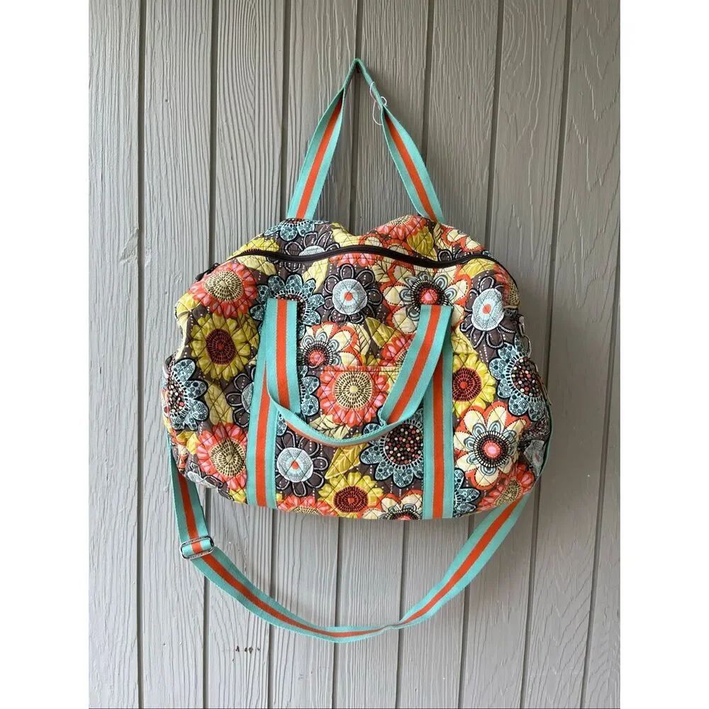 Vera Bradley Lola Large Weekender Duffel Bag Flower Shower Travel Carry On